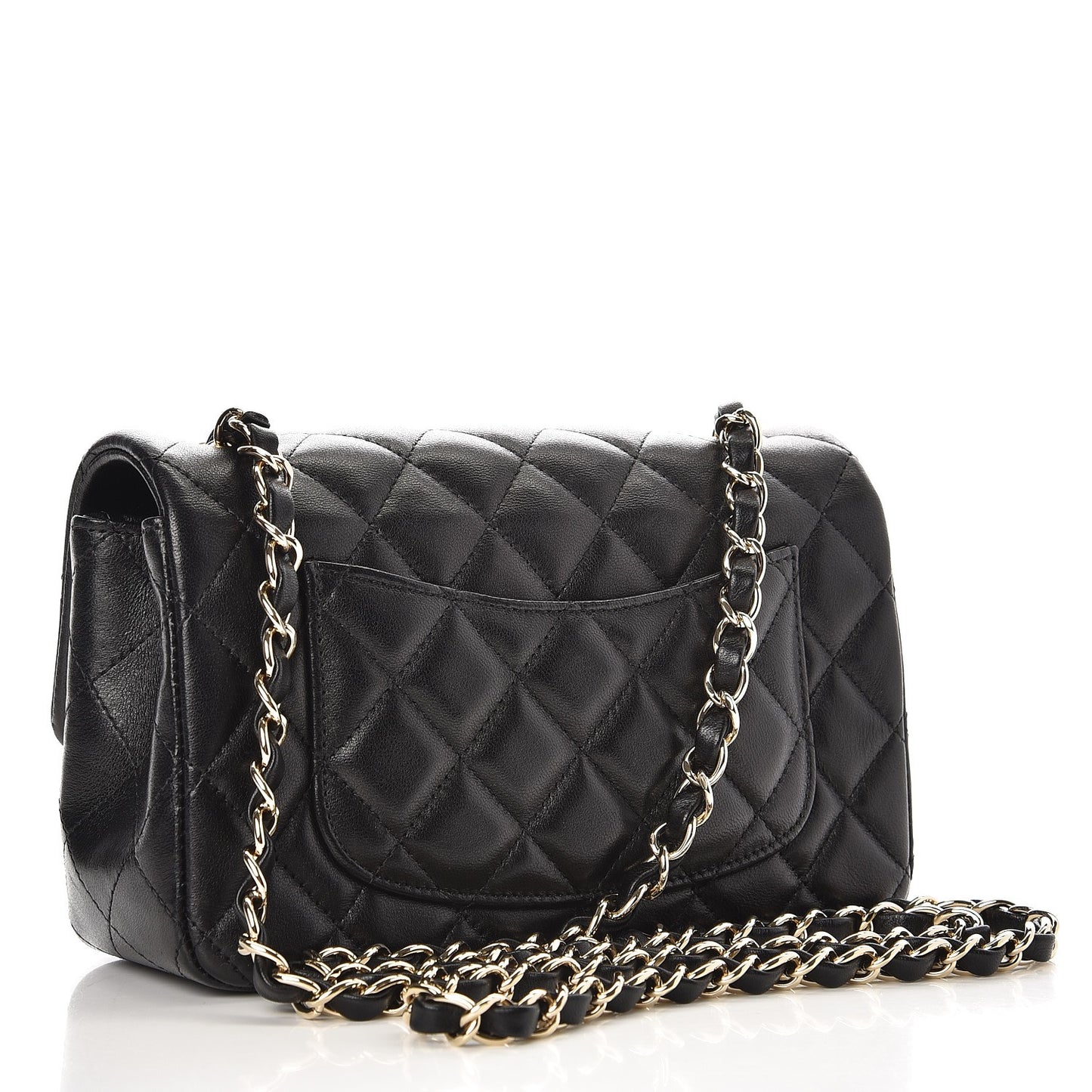 Lambskin Quilted Mini Rectangular Flap Black