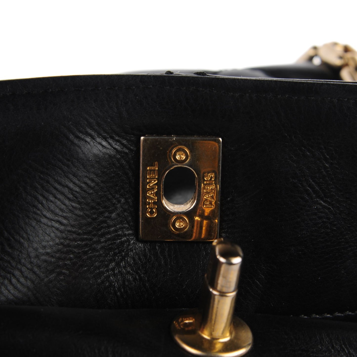 Calfskin Quilted Retro Chain Tote Black