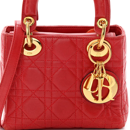 Christian Dior Lambskin Cannage Mini Lady Dior Red 8 of 18