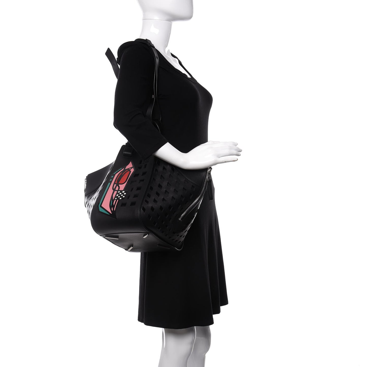 Calfskin Medium Tulip Hammock Shoulder Bag Black