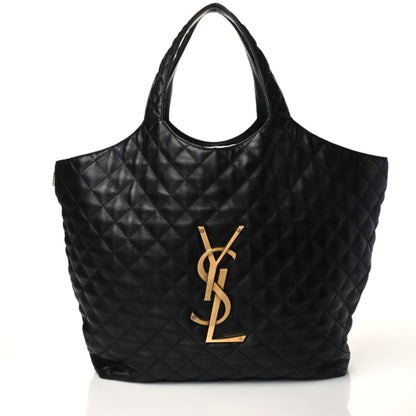 Saint Laurent Lambskin Quilted Maxi Icare Shopping Tote Black 1 of 10