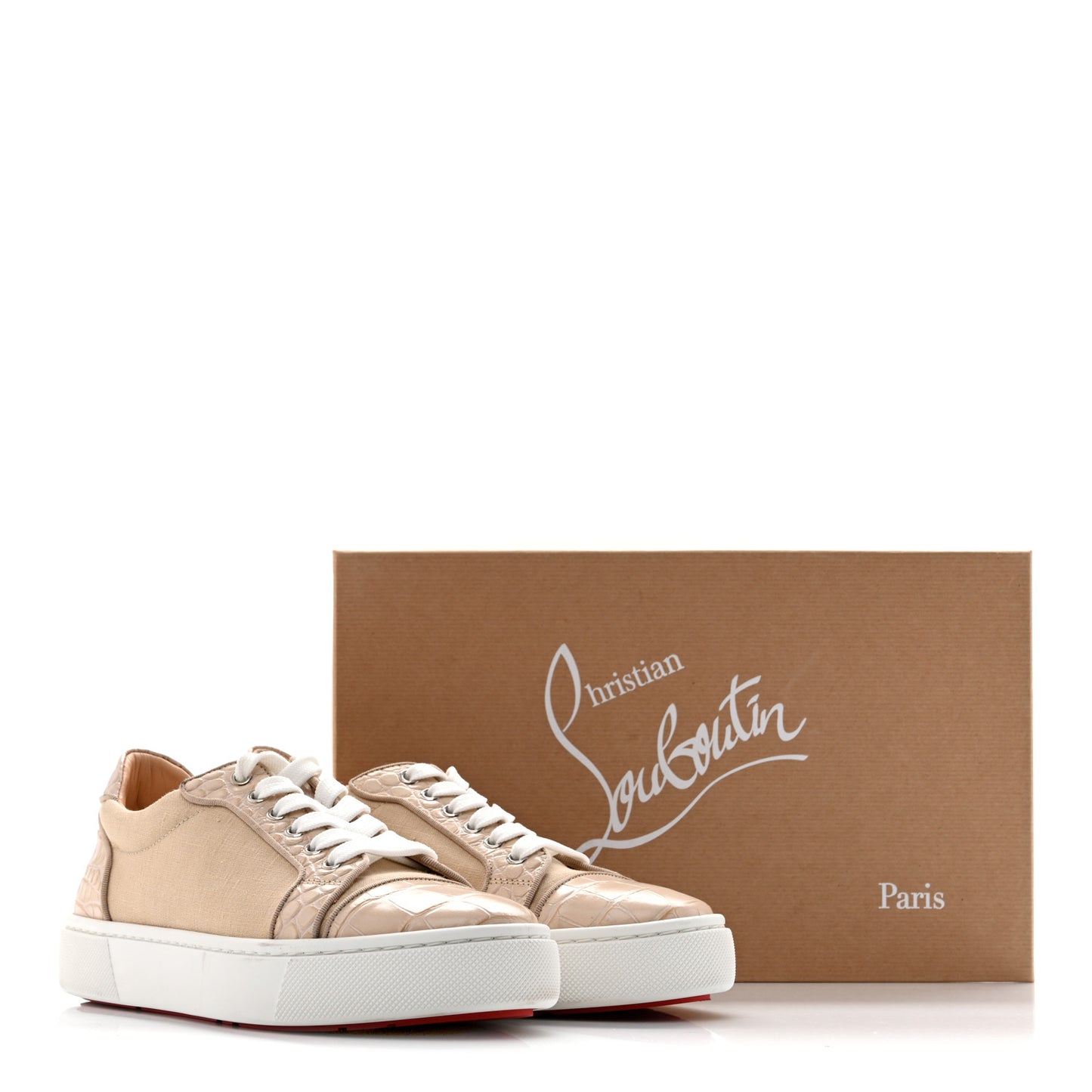 Calfskin Crocodile Embossed Vieirissima Orlato Flat Sneakers 39 Nougat