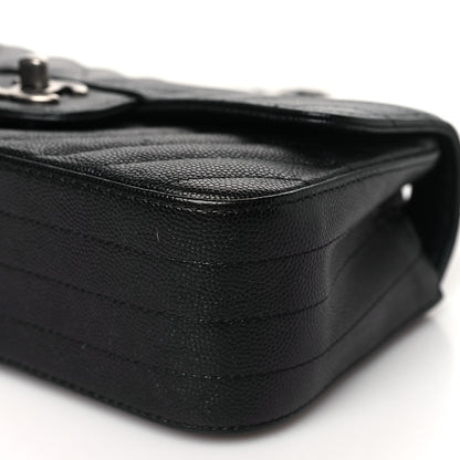 Chanel Metallic Caviar Chevron Quilted Mini Rectangular Flap Black 10 of 11
