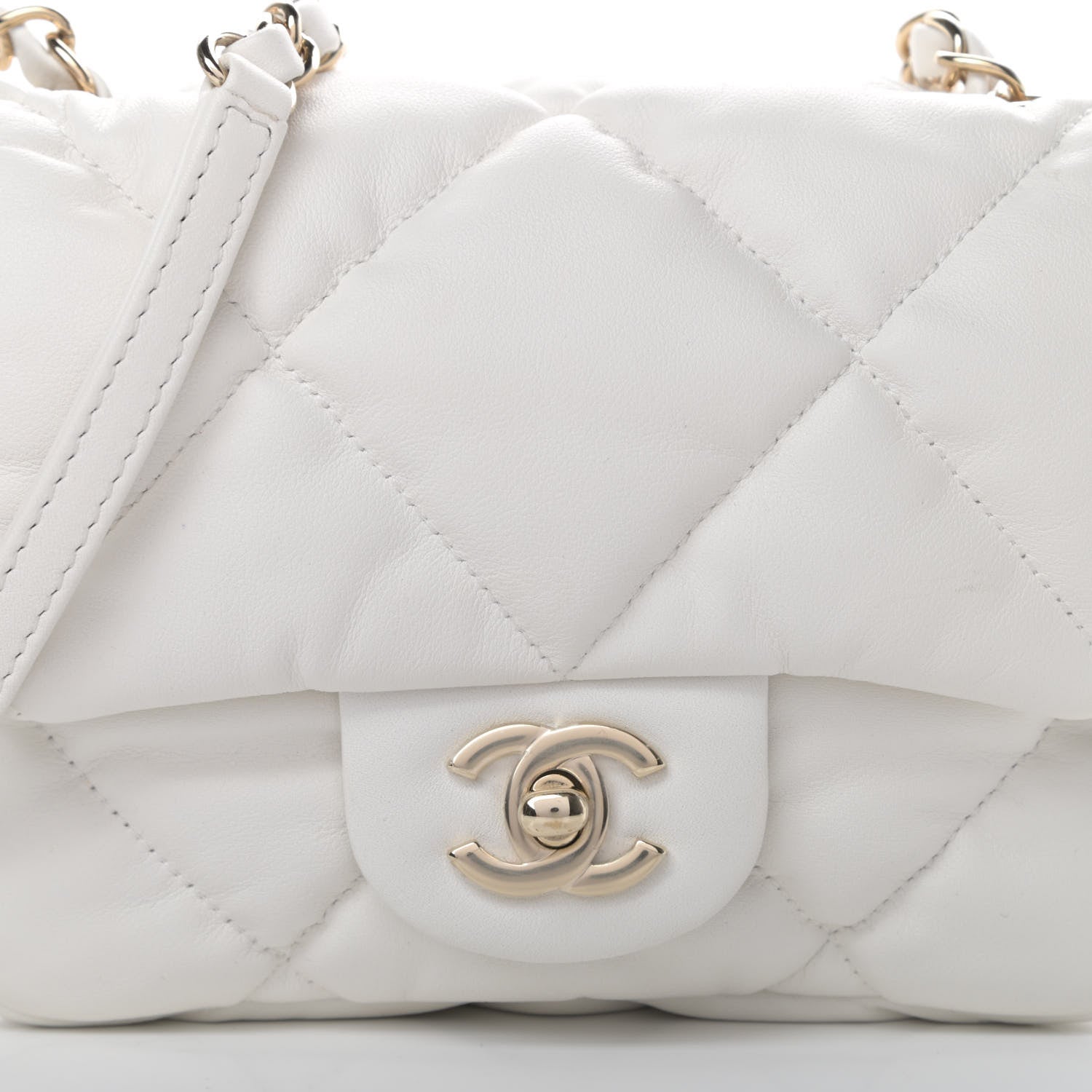 Chanel Calfskin Quilted Mini Square Bubbly Flap White 8 of 13