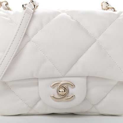 Chanel Calfskin Quilted Mini Square Bubbly Flap White 8 of 13