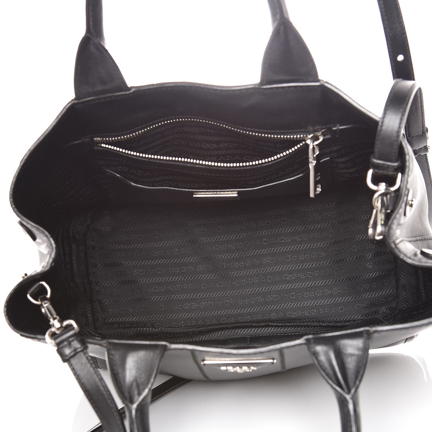 Nappa Vertical Stitched Tote Black