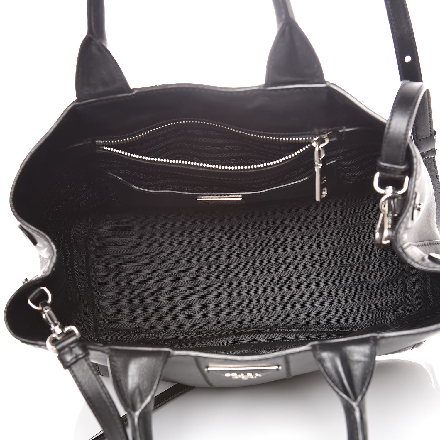 Prada Nappa Vertical Stitched Tote Black 6 of 14