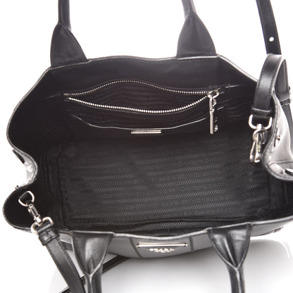 Prada Nappa Vertical Stitched Tote Black 6 of 14
