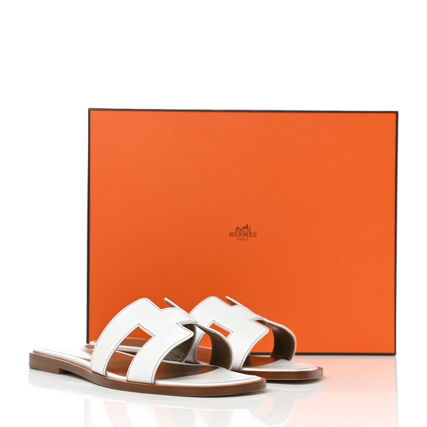 Hermes Box Calfskin Oran Sandals 35 White 9 of 9