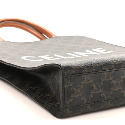 Celine Triomphe Canvas Calfskin Small Vertical Cabas Tan 8 of 9