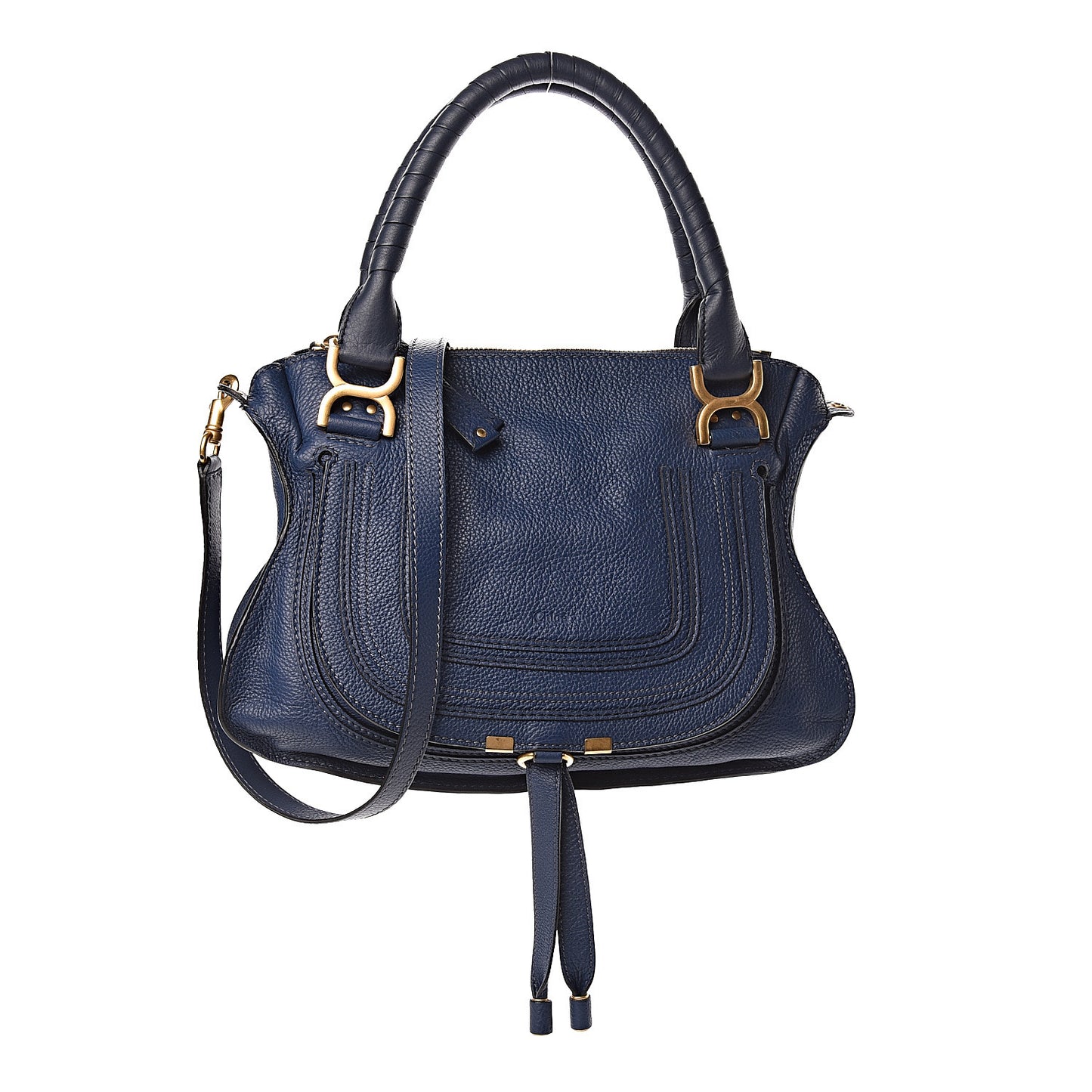 Calfskin Medium Marcie Satchel Royal Navy