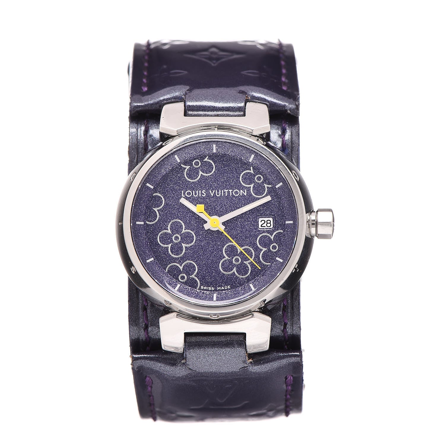 Louis Vuitton Stainless Steel Vernis 28mm Tambour Quartz Watch Indigo 1 of 7