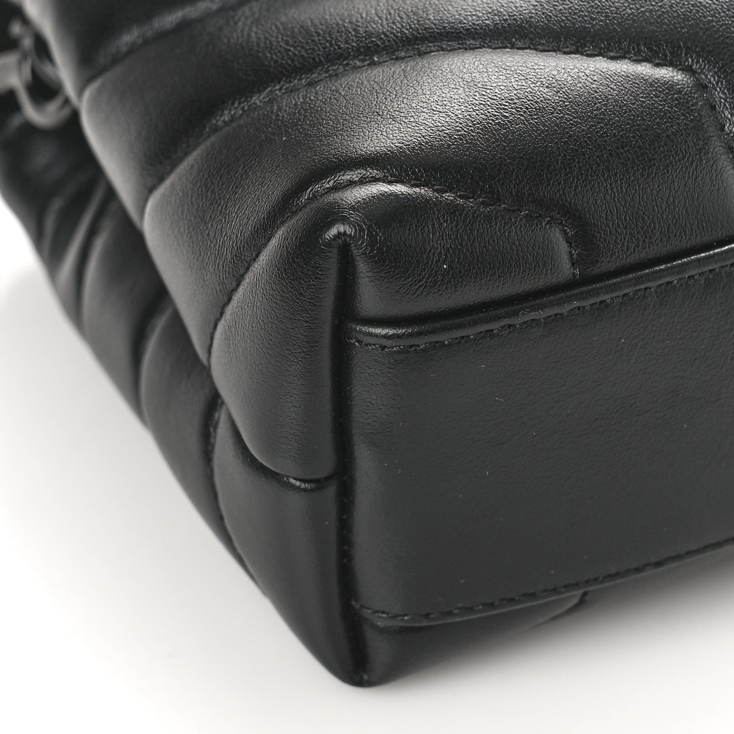 Calfskin Y Quilted Monogram Monochrome Toy Loulou Crossbody Bag Black