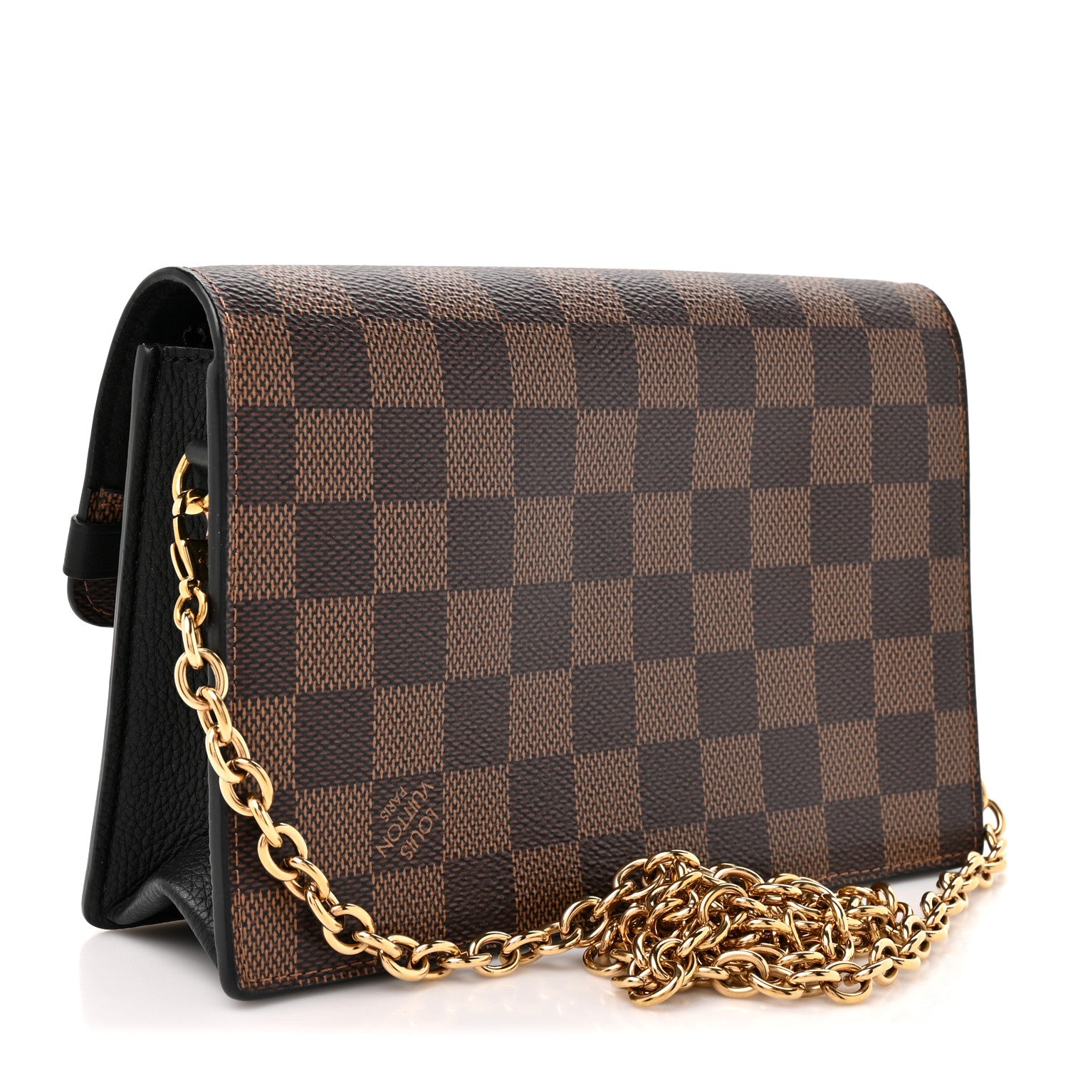 Louis Vuitton Damier Ebene Vavin Chain Wallet Black 2 of 9