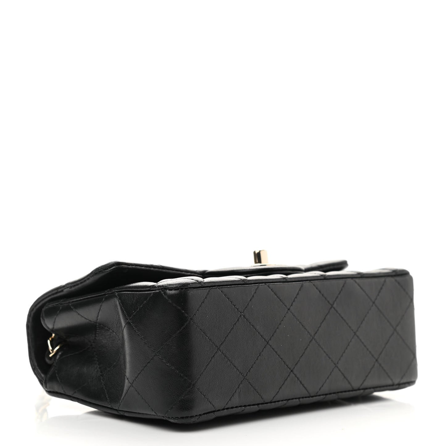 Lambskin Quilted Mini Rectangular Flap Black