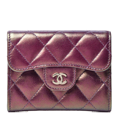 Chanel Iridescent Lambskin Quilted Flap Card Holder Purple 1 of 7