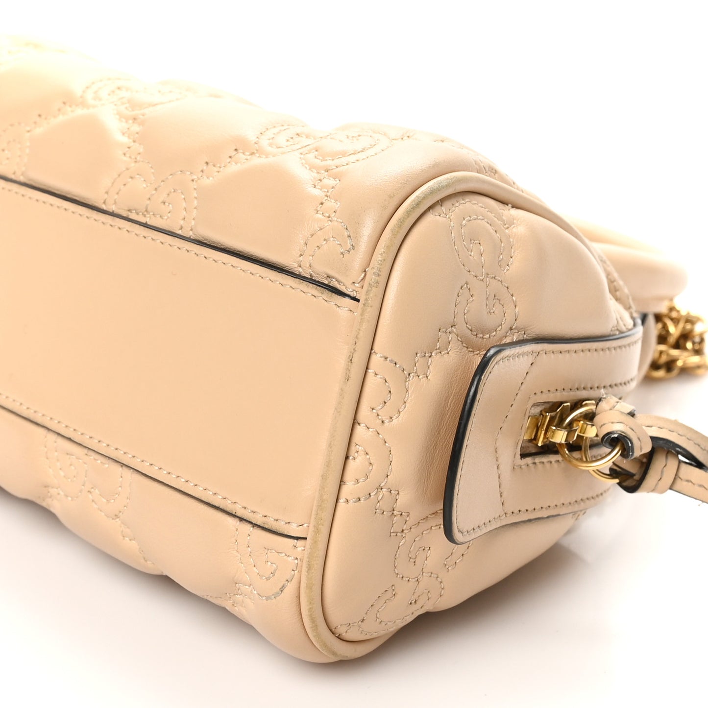 Calfskin GG Matelasse Mini Bowler Bag Naturale