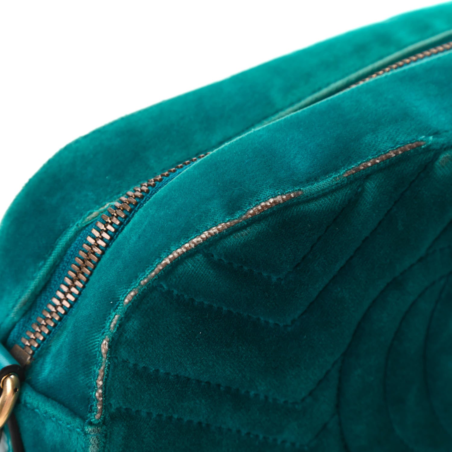 Gucci Velvet Matelasse Small GG Marmont Chain Shoulder Bag Pavone Cyan 11 of 11