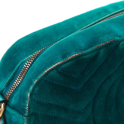 Gucci Velvet Matelasse Small GG Marmont Chain Shoulder Bag Pavone Cyan 11 of 11