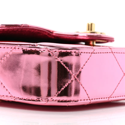 Chanel Mirror Metallic Calfskin Quilted Mini Top Handle Flap Pink 9 of 11