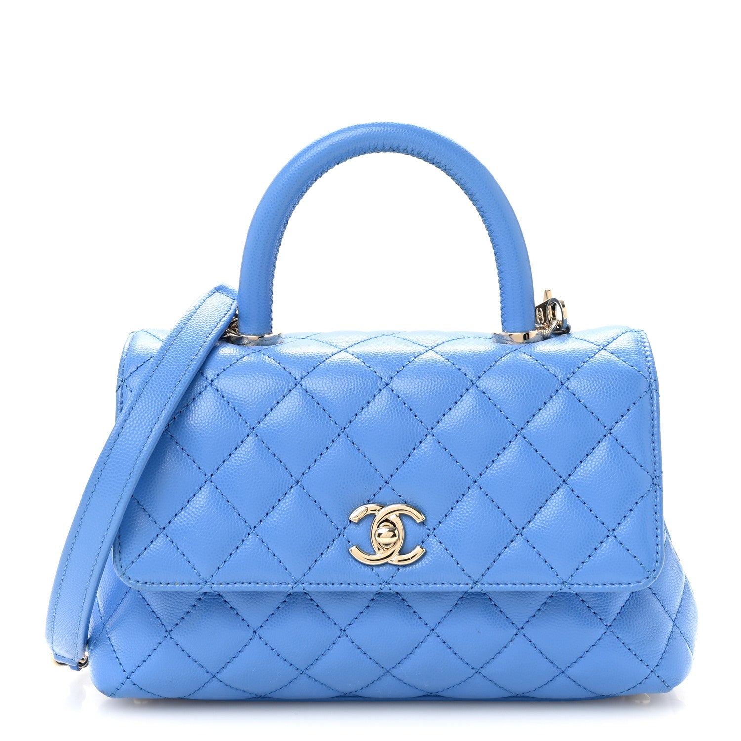Chanel Caviar Quilted Mini Coco Handle Flap Blue 1 of 12
