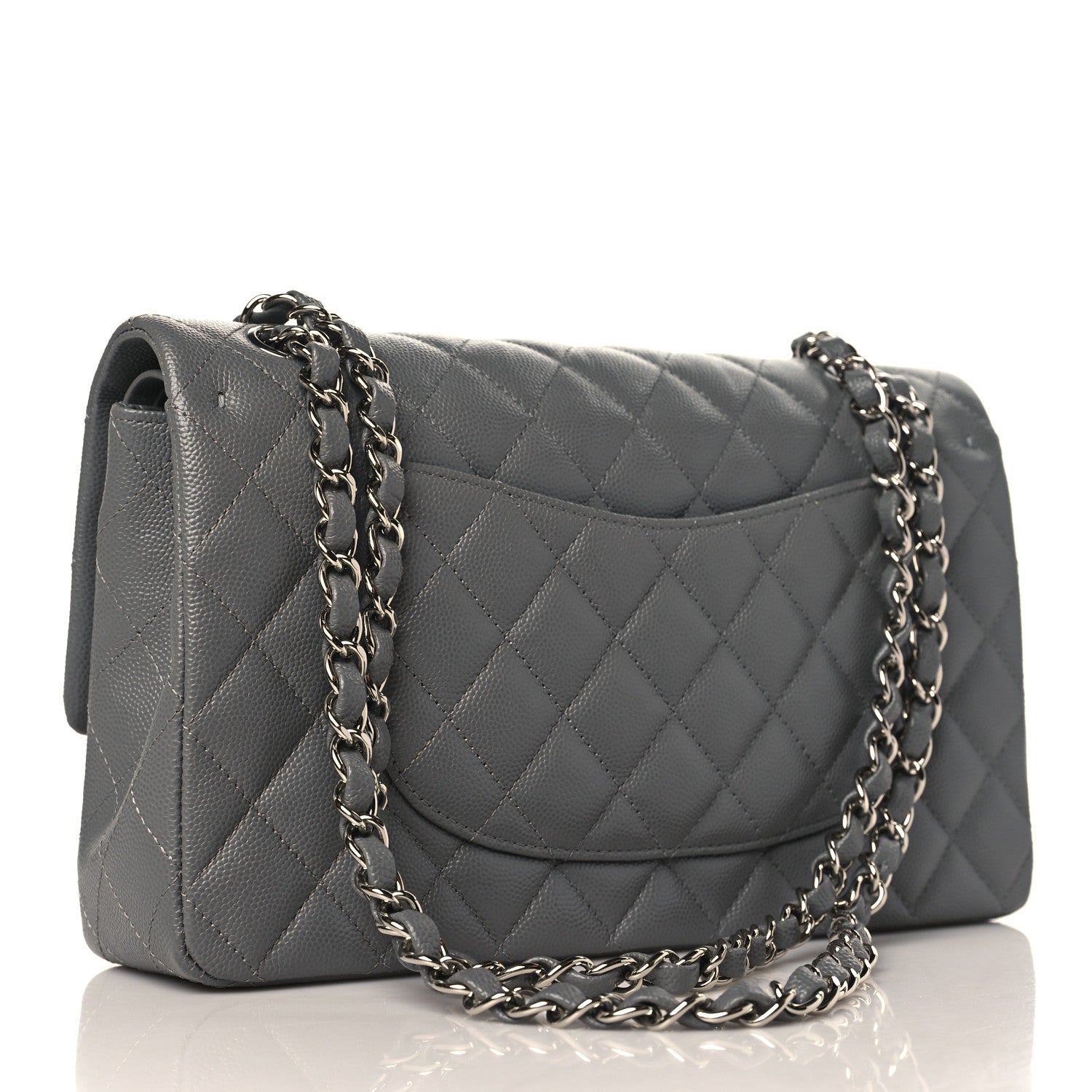 Chanel Caviar Quilted Medium Double Flap Dark Grey 3 of 9