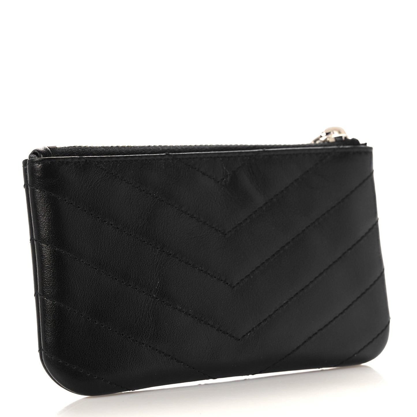Calfskin Matelasse Monogram Key Pouch Black