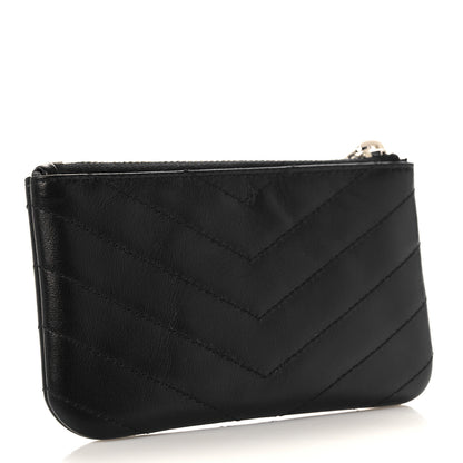 Saint Laurent Calfskin Matelasse Monogram Key Pouch Black 3 of 10