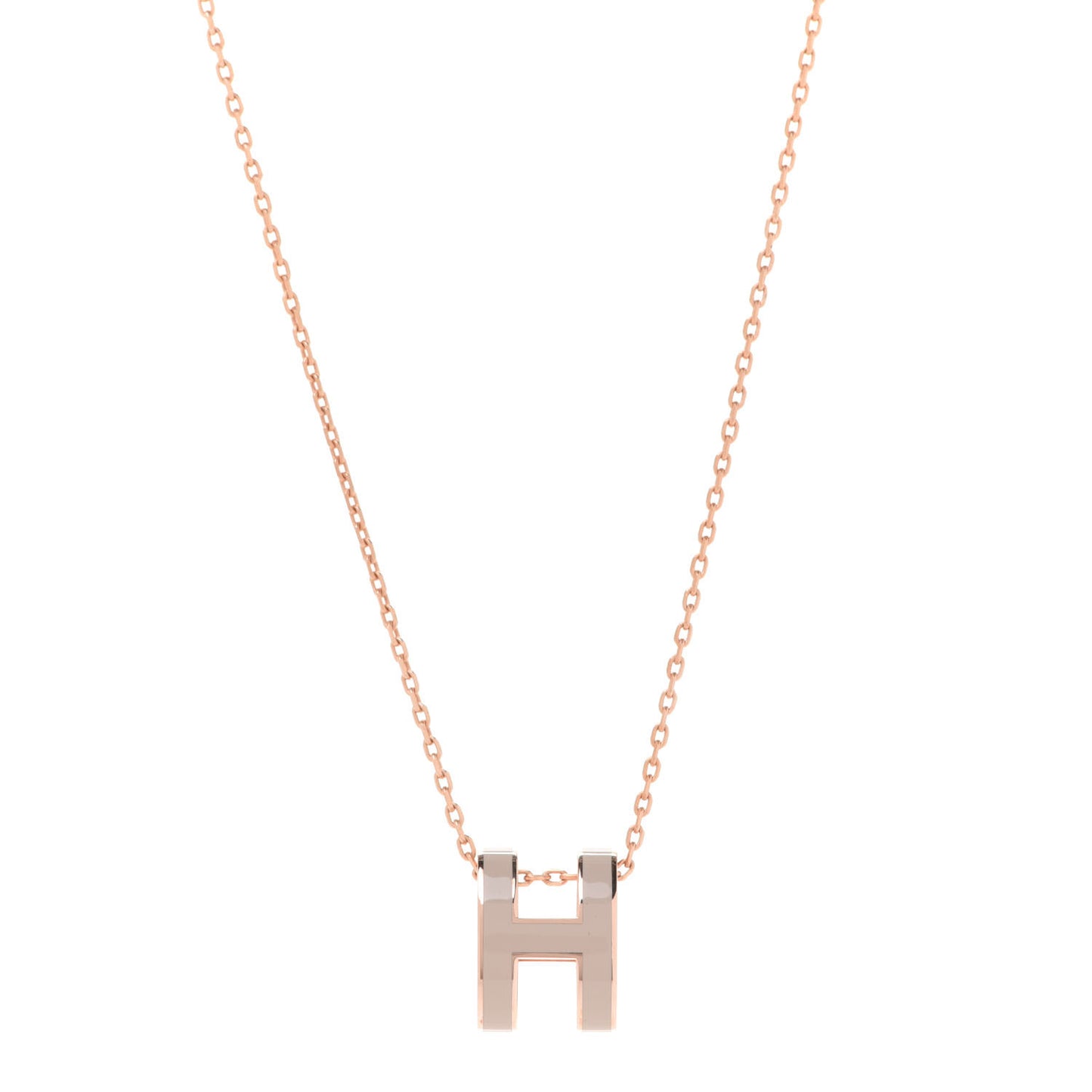 Lacquered Rose Gold Pop H Pendant Necklace Marron Glace