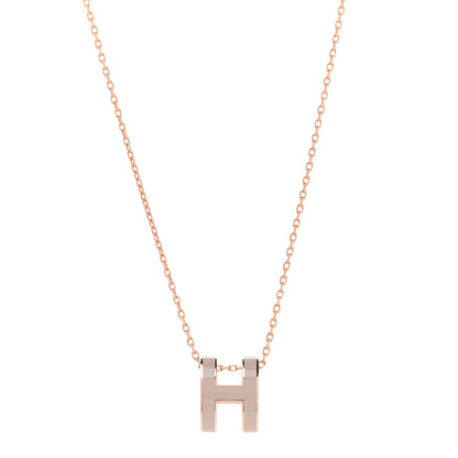 Hermes Lacquered Rose Gold Pop H Pendant Necklace Marron Glace 1 of 7