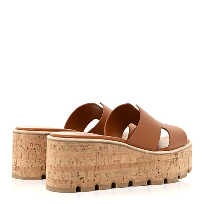 Hermes Calfskin Cork Eze 30 Sandals 36 Marron Glaise 5 of 16