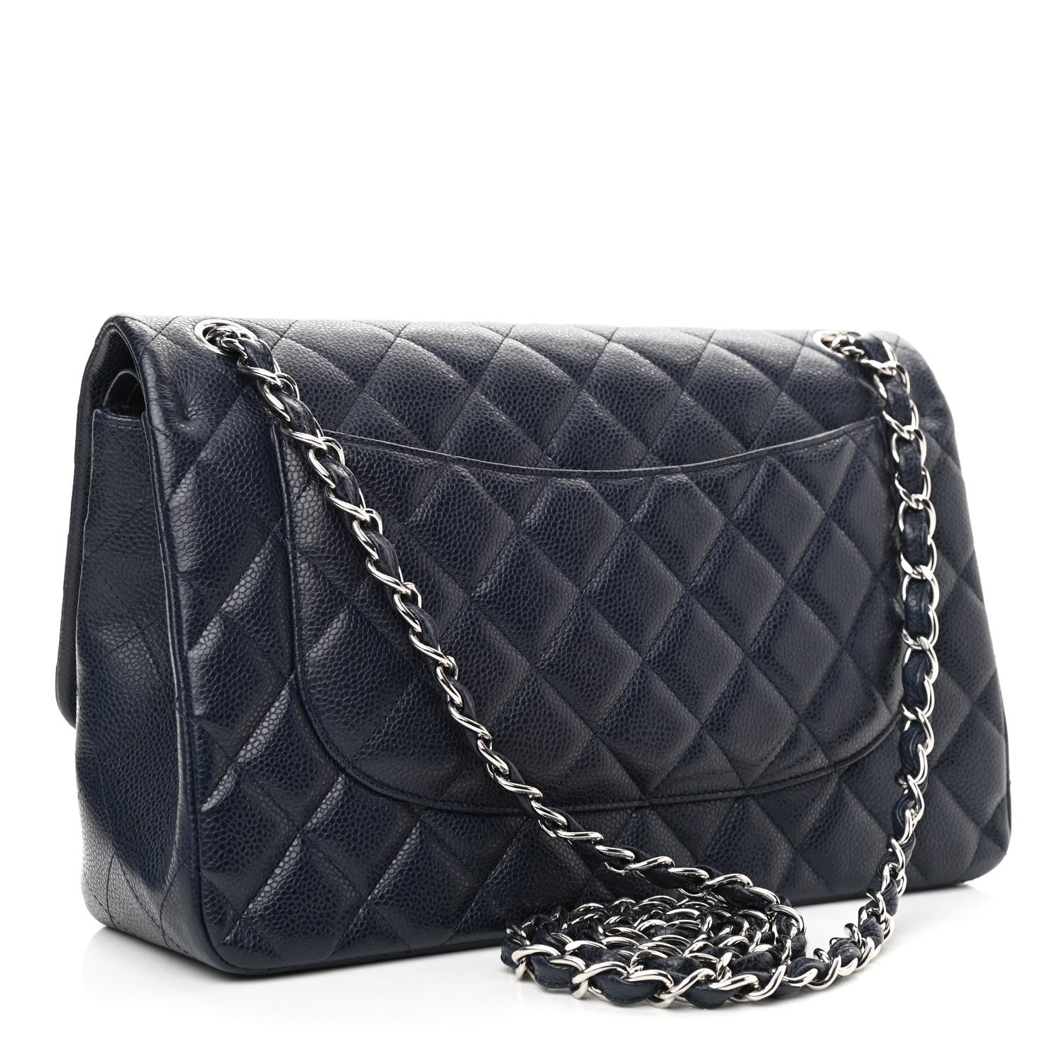 Chanel Caviar Quilted Jumbo Double Flap Navy Blue 3 of 10