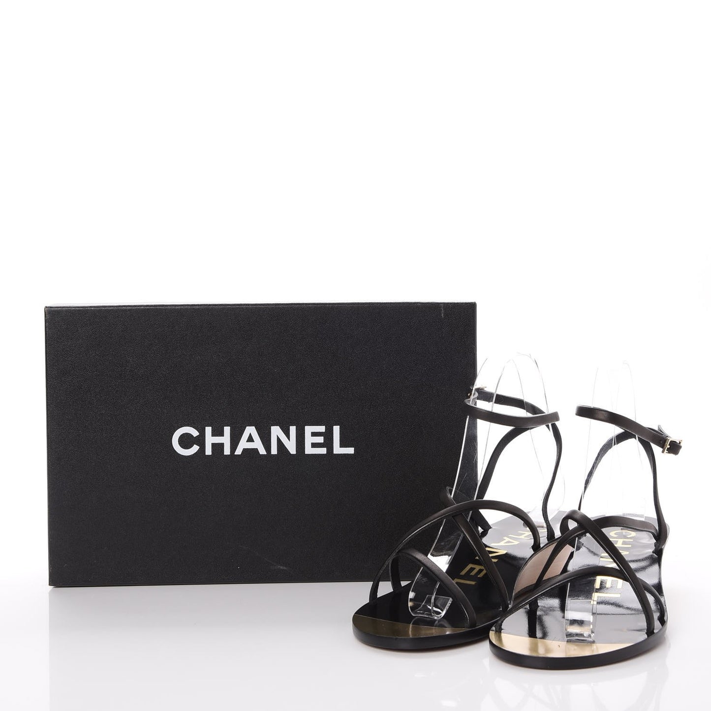 Lambskin Wedge Sandals 38 Black