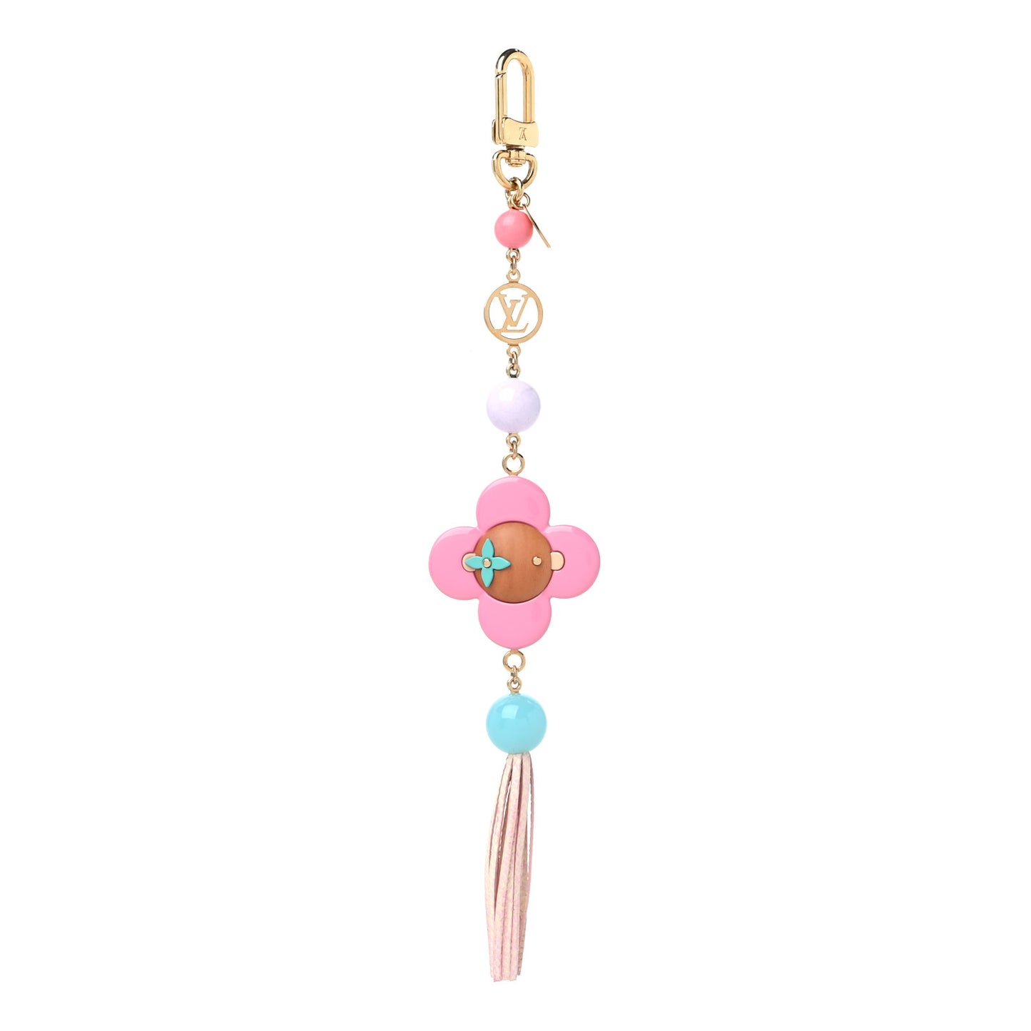 Resin Wood Vivienne Bag Charm Fuchsia Ecru White Caramel