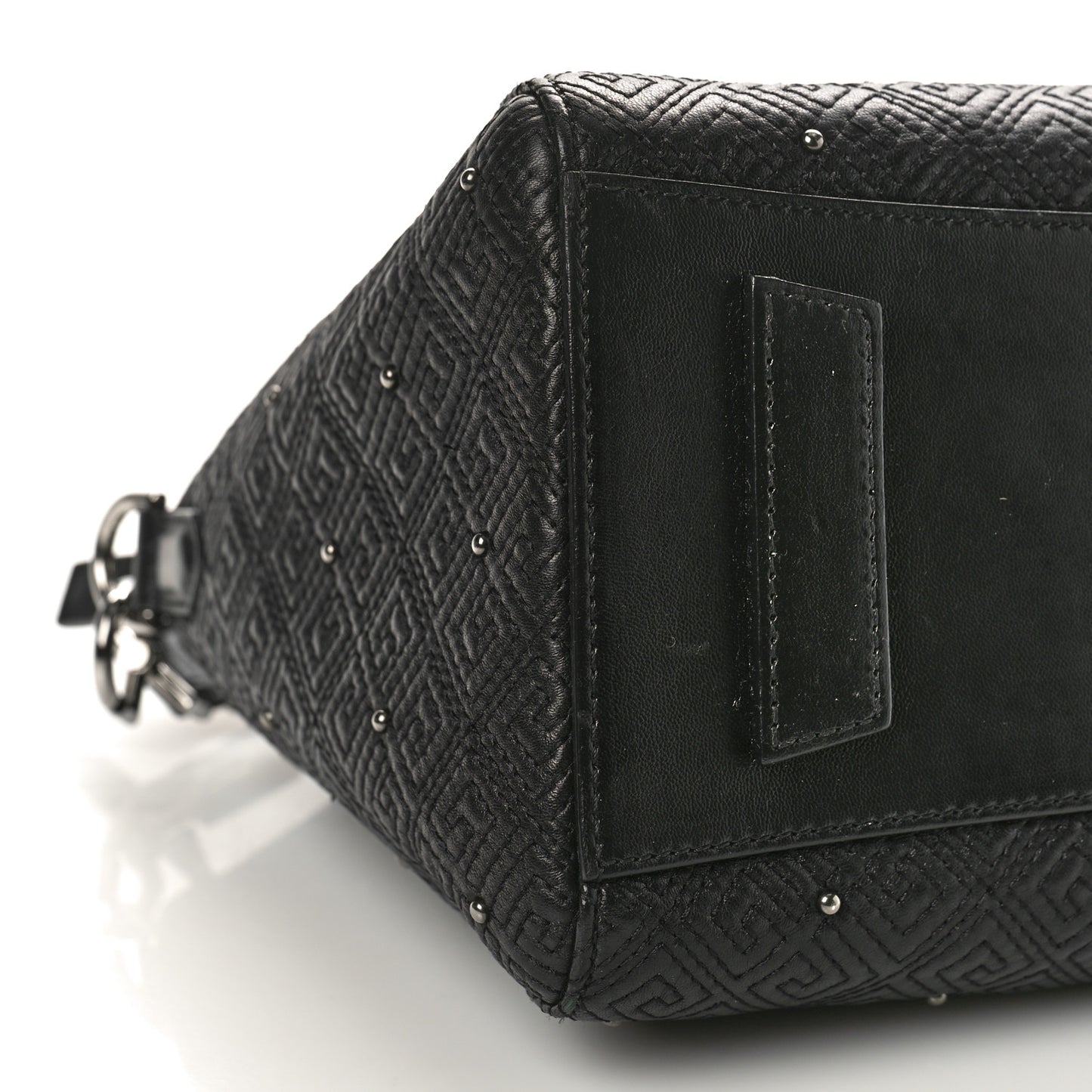 Lambskin Logo Embossed Small Studded Antigona Black