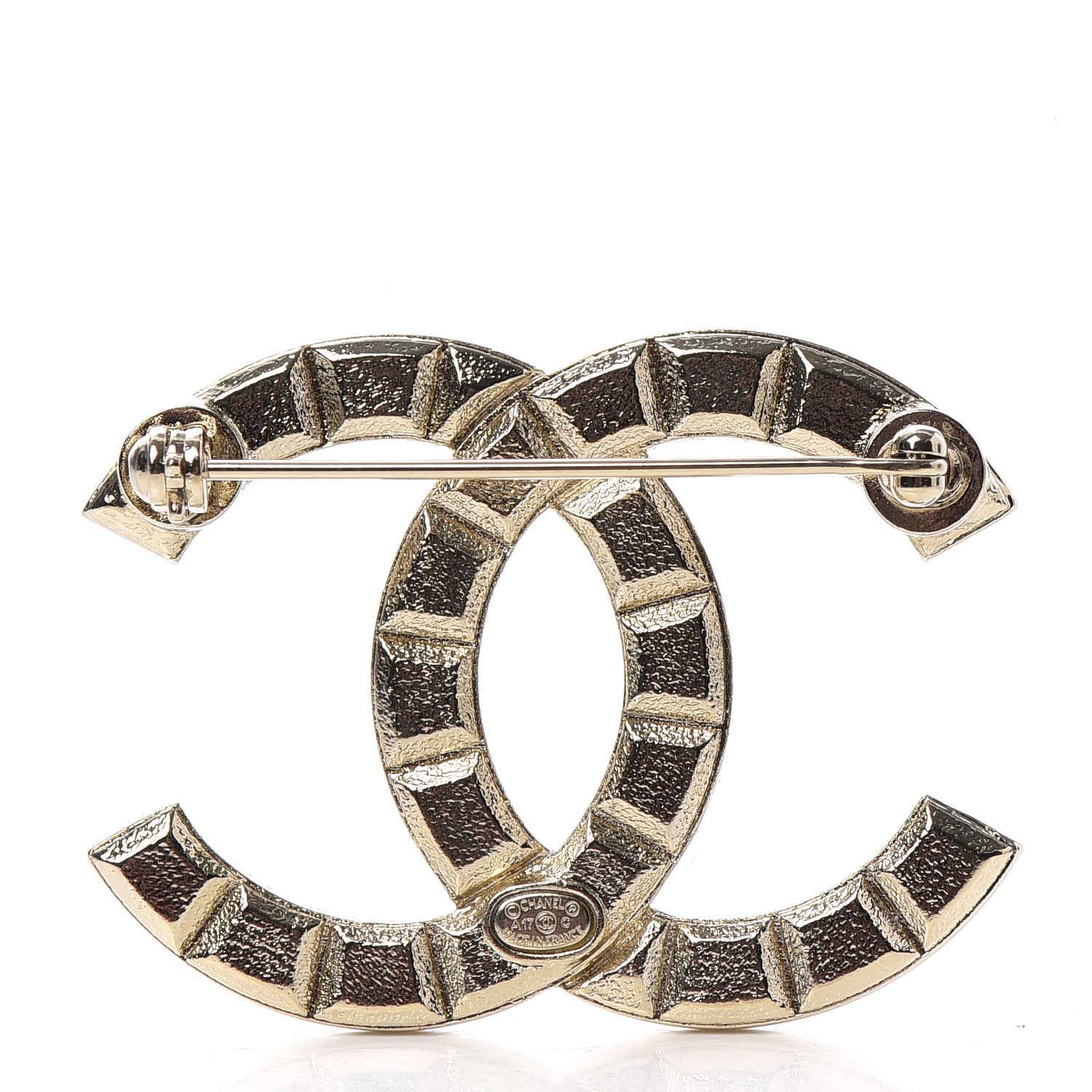Chanel Studded CC Pin Brooch Gold 3 of 4