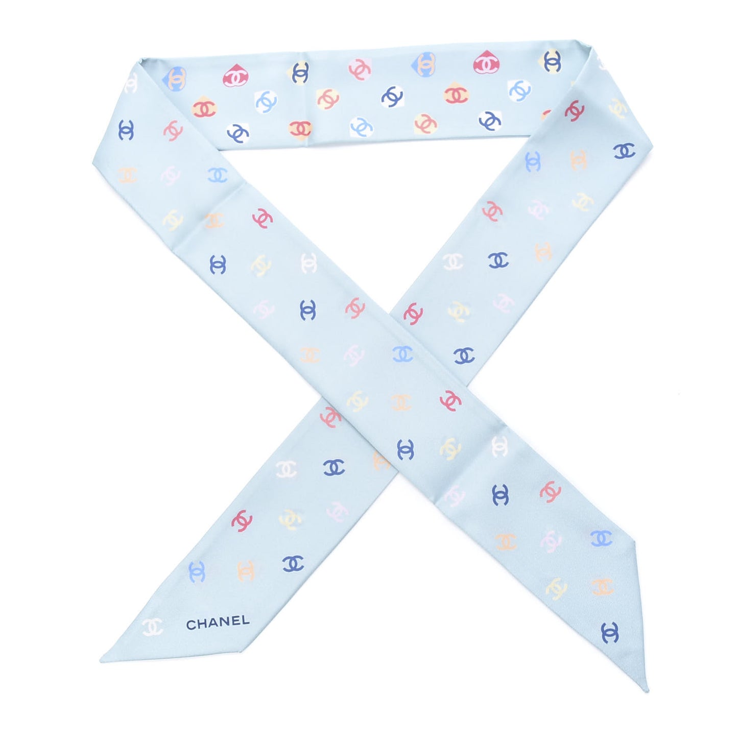 Silk Heart CC Slim Bandeau Scarf Light Blue