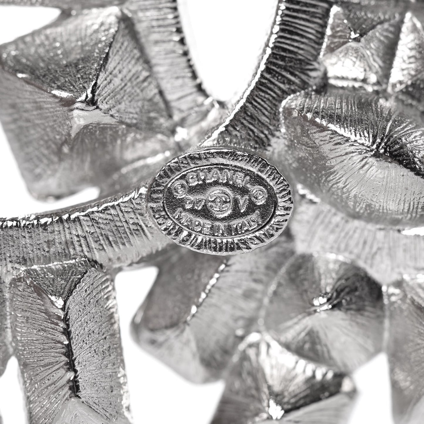 Baguette Crystal CC Brooch Silver Black