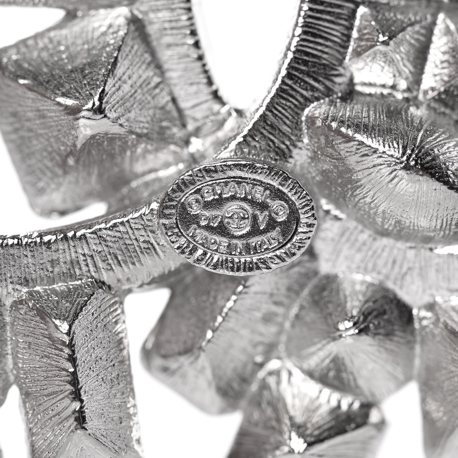 Chanel Baguette Crystal CC Brooch Silver Black 3 of 5