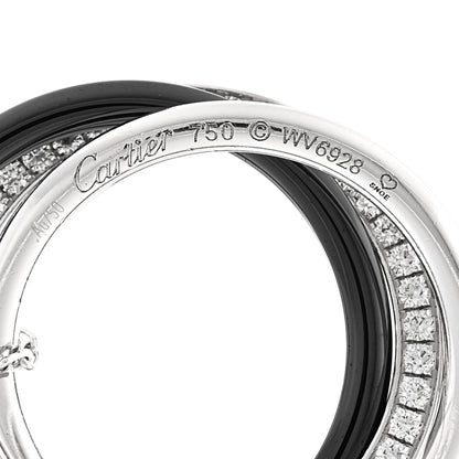 Cartier 18K White Gold Black Ceramic Diamond Trinity Pendant Necklace 5 of 5