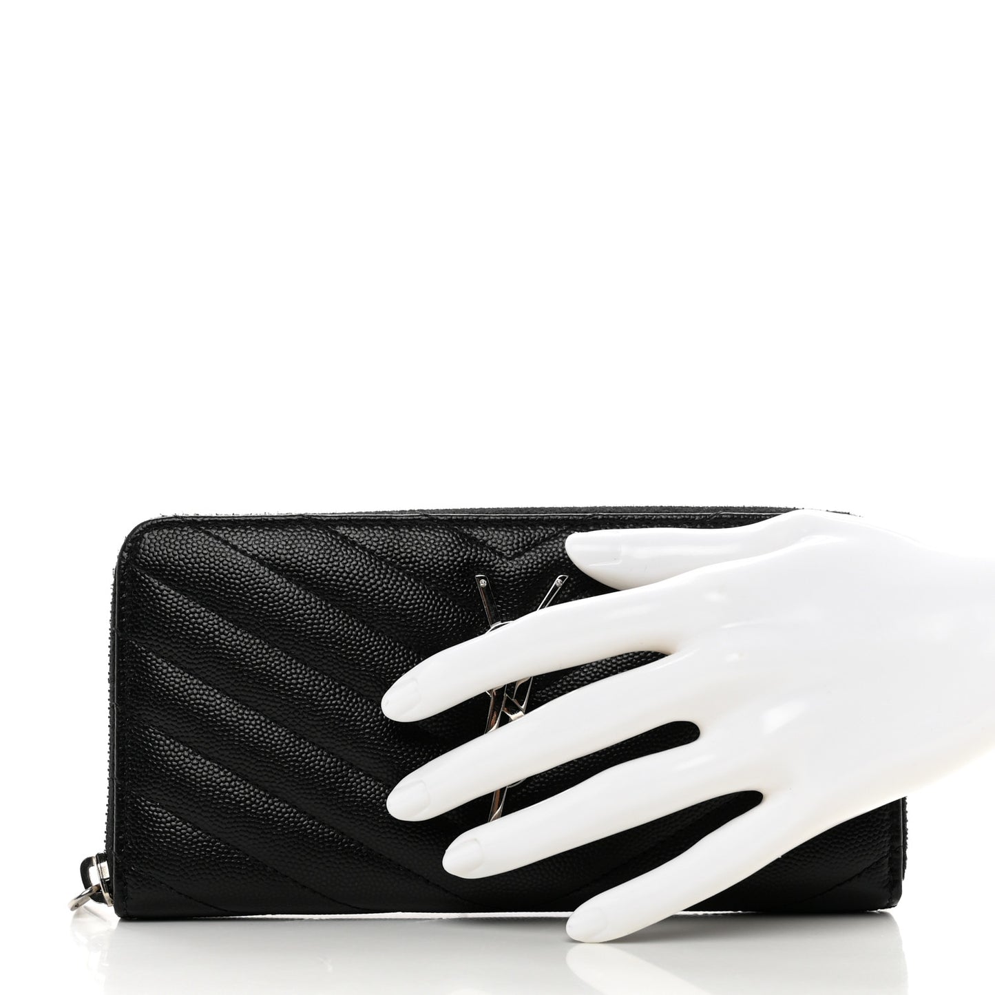 Grain De Poudre Matelasse Chevron Monogram Zip Around Wallet Black