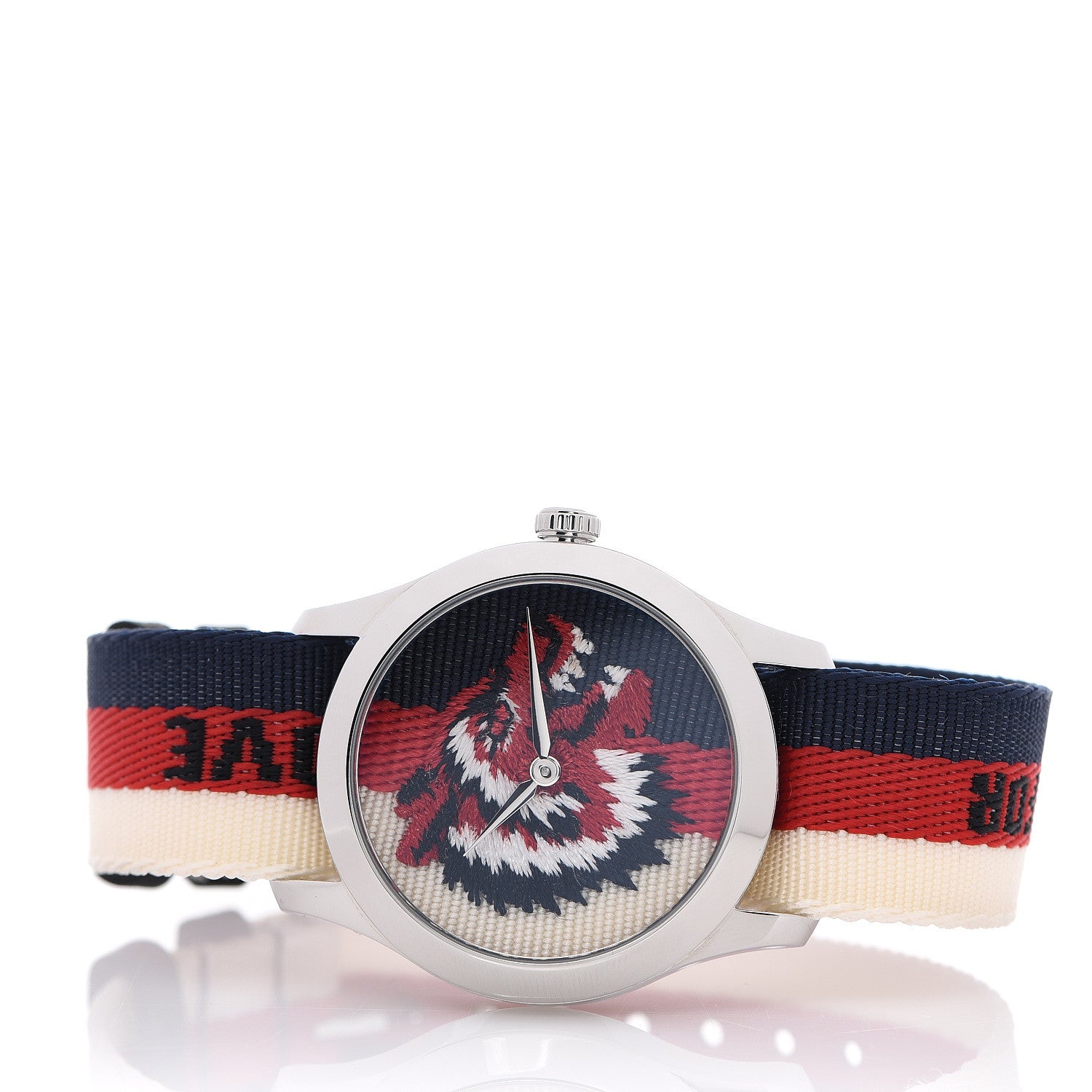 Gucci Stainless Steel Nylon 38mm Le Marche Des Merveilles Wolf Quartz Watch Navy 2 of 5