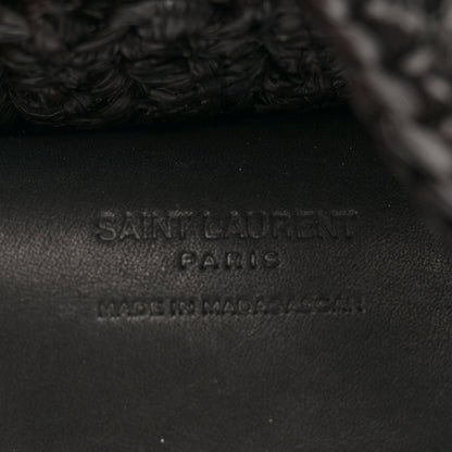 Saint Laurent Raffia Calfskin Oxalis Shoulder Bag Black 6 of 11