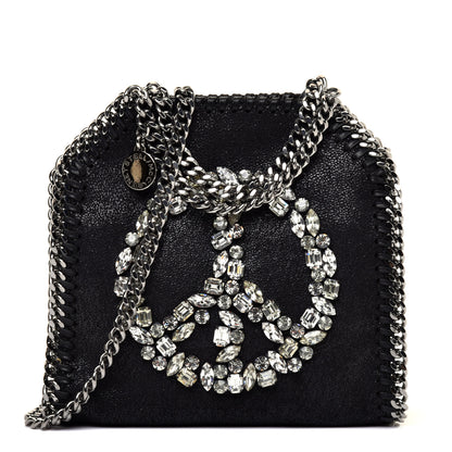 Stella McCartney Shaggy Deer Crystal Stones Peace Tiny Falabella Tote Black 1 of 10