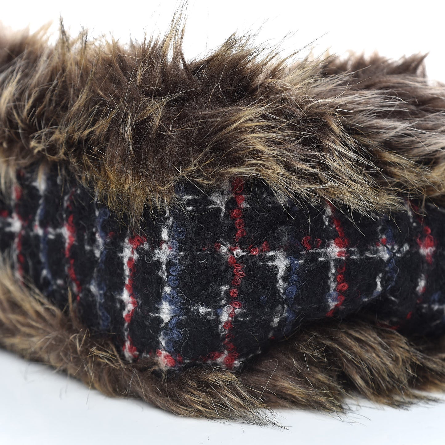 Tweed Arctic Fantasy Fur Flap Blue Red