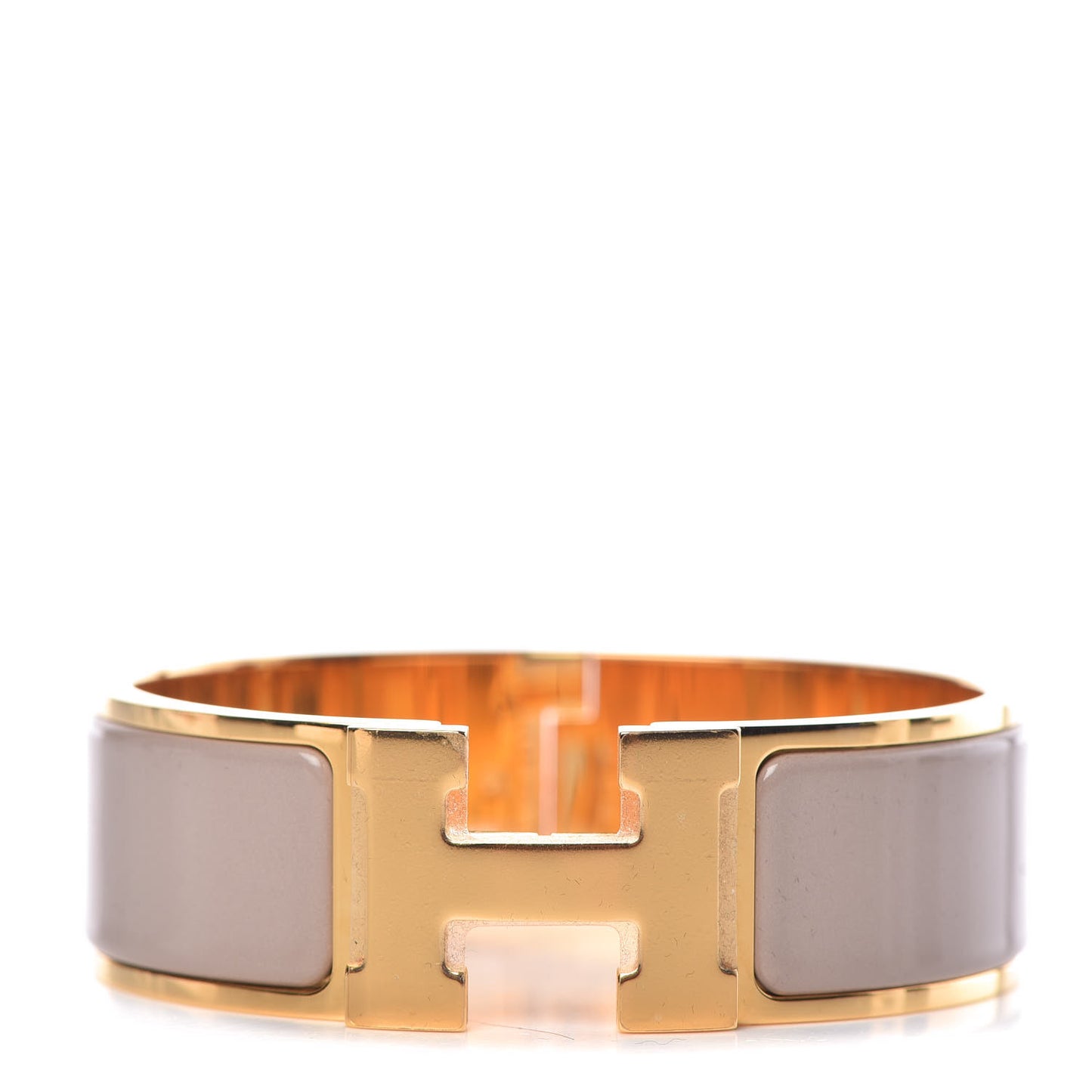 Enamel Wide Clic Clac H Bracelet GM Marron Glace
