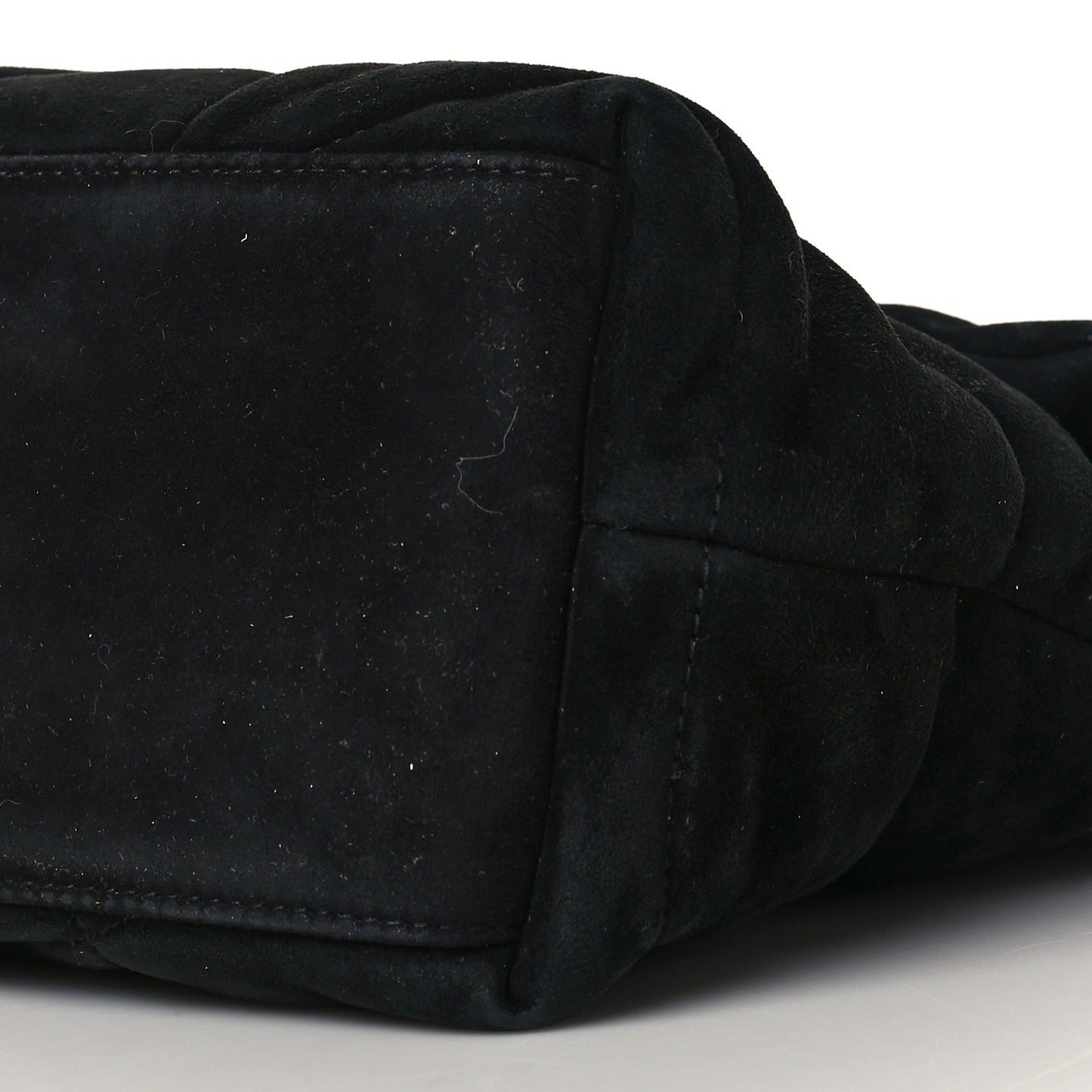 Suede Calfskin Quilted Small Loulou Puffer Monogram Chain Satchel Black