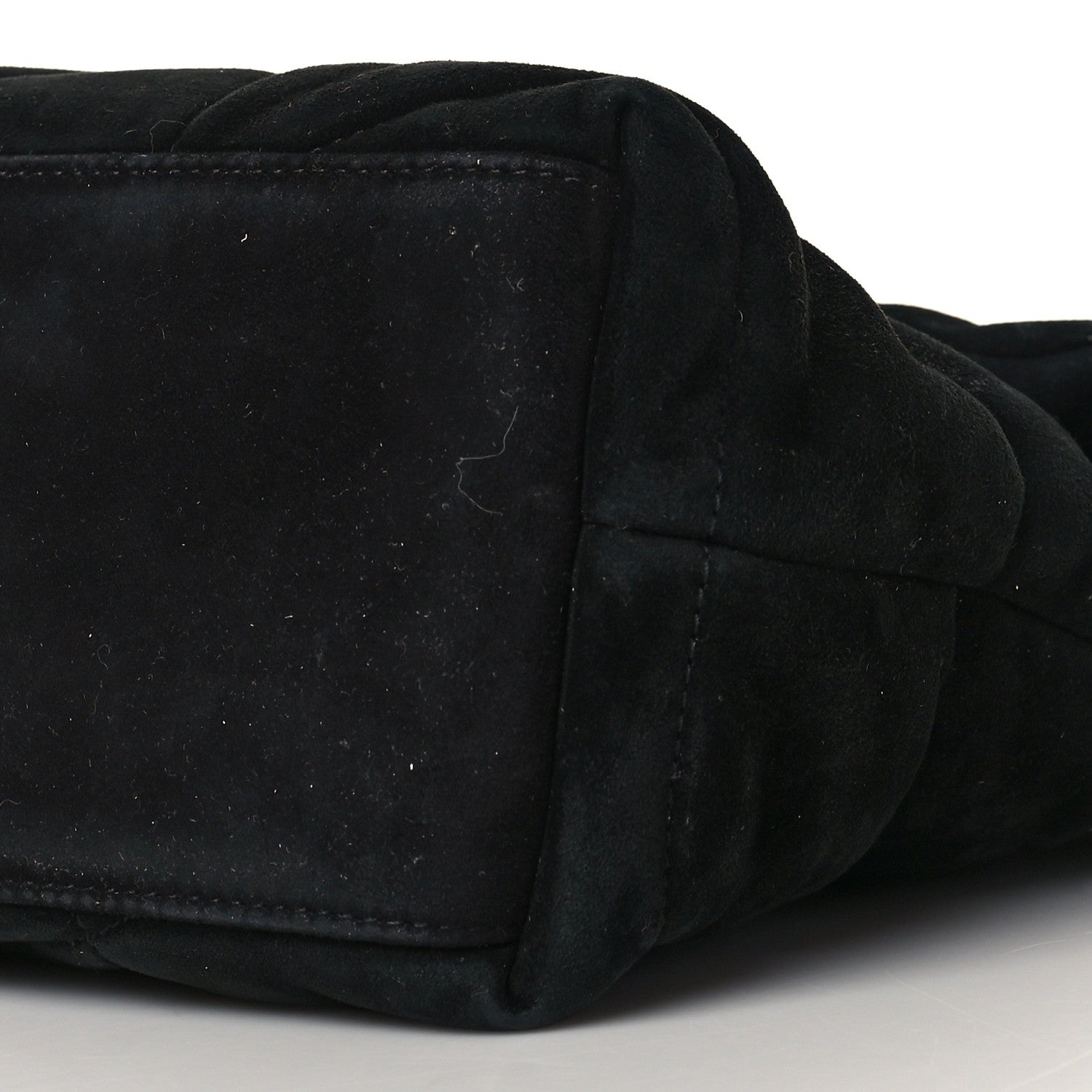 Saint Laurent Suede Calfskin Quilted Small Loulou Puffer Monogram Chain Satchel Black 10 of 12