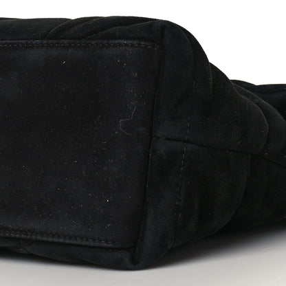 Saint Laurent Suede Calfskin Quilted Small Loulou Puffer Monogram Chain Satchel Black 10 of 12