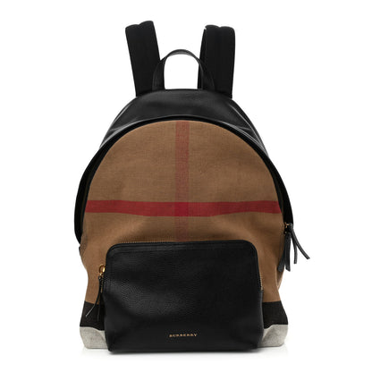 Burberry Mega Check Calfskin Abbeydale Simple Backpack Black Camel 1 of 9